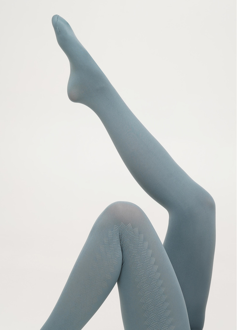 Колготки з рельєфним боковим візерунком SALIENT 100 (3) stormy weather (блакитний)