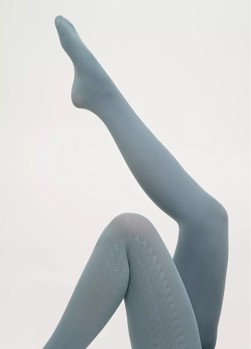 Колготки с рельефным боковым узором SALIENT 100 (3) stormy weather (голубой)