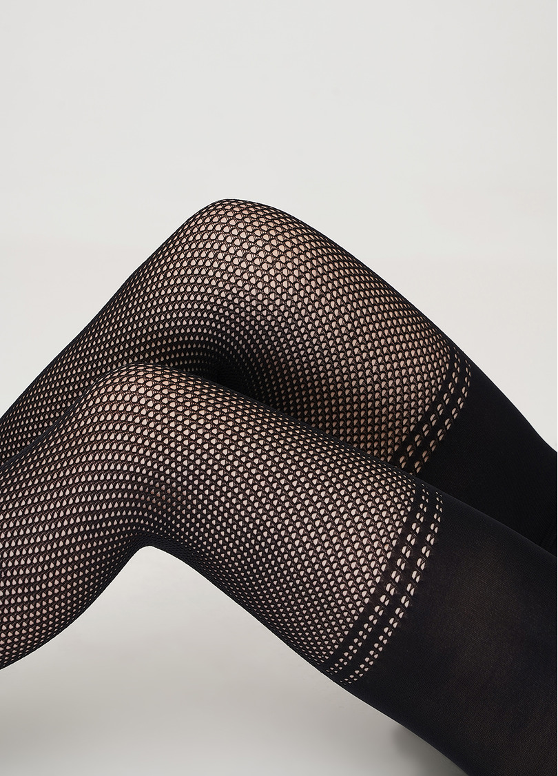 Колготки с имитацией ботфортов в сетку SATY RETE UP 100 (1) nero (черный)