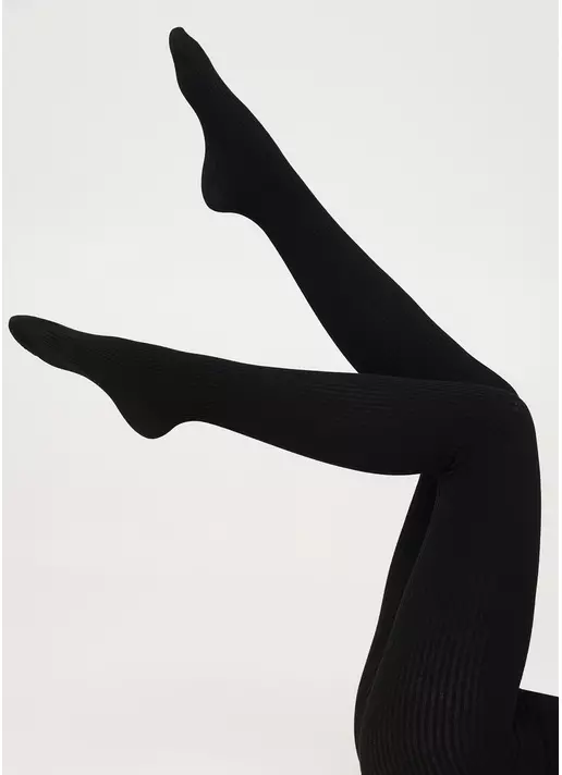 Колготки в рубчик из хлопка SHELL (1) black (черный)