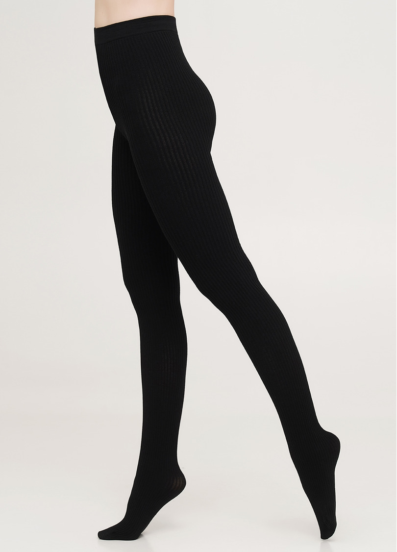 Колготки в рубчик из хлопка SHELL (1) black (черный)