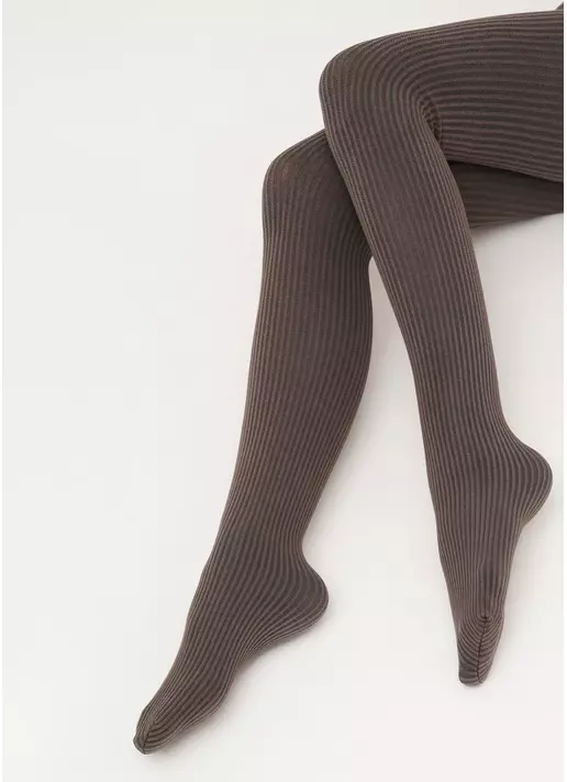 Колготки в рубчик з бавовни SHELL (1) haze (коричневий) Колготки в рубчик з бавовни SHELL (1) haze (коричневий)