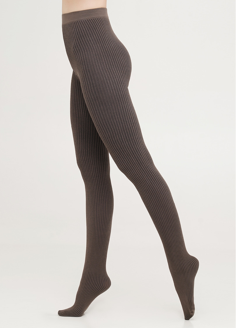 Колготки в рубчик из хлопка SHELL (1) haze (коричневый)