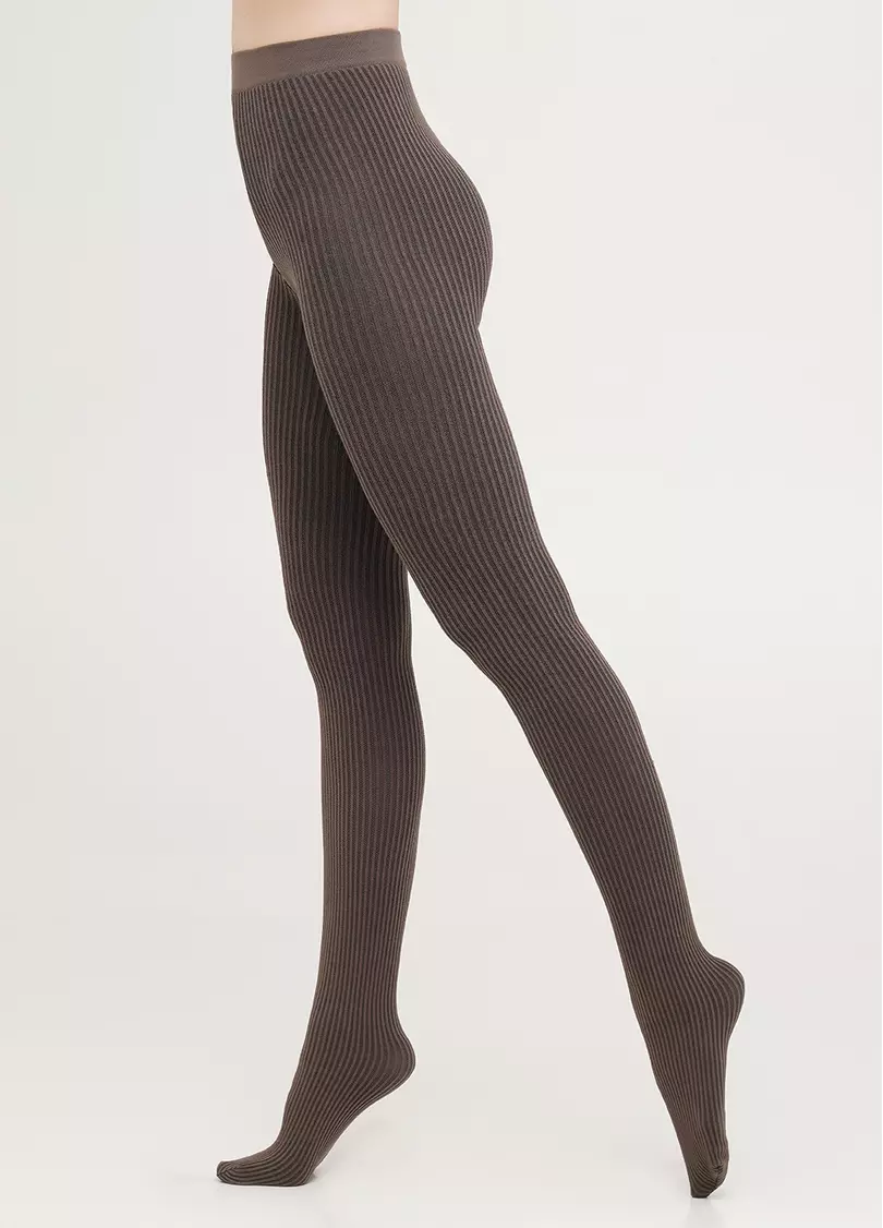 Колготки в рубчик из хлопка SHELL (1) haze (коричневый)