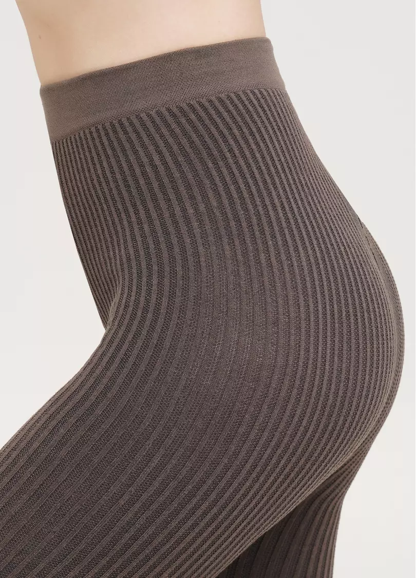 Колготки в рубчик из хлопка SHELL (1) haze (коричневый)