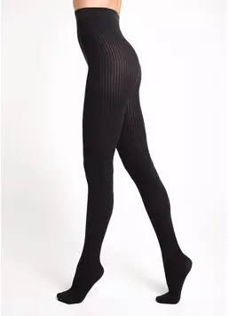 Колготки в рубчик з бавовни SHELL (1) pirate black (чорний)