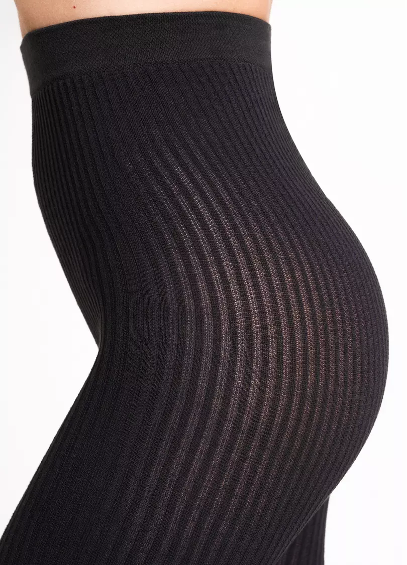 Колготки в рубчик з бавовни SHELL (1) pirate black (чорний)