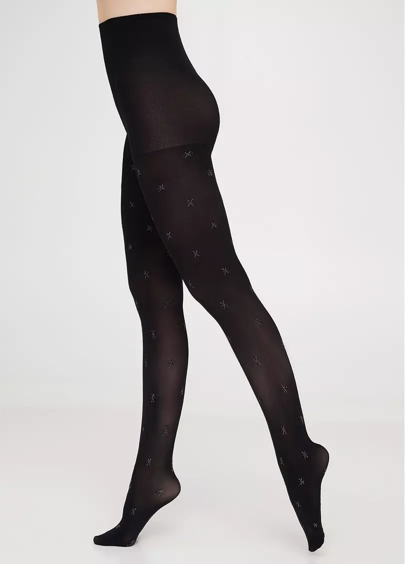 Колготки в сніжинки з люрексом SNOWFLAKE STAR nero (чорний)