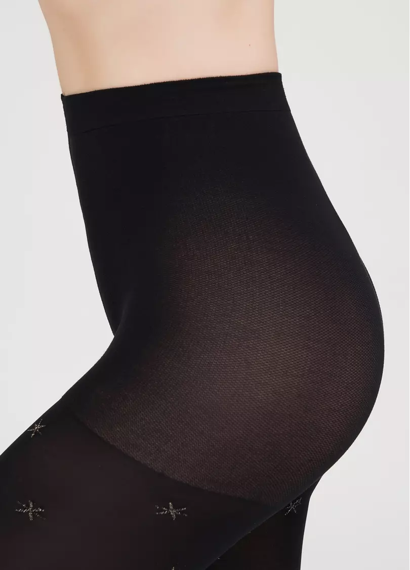 Колготки в сніжинки з люрексом SNOWFLAKE STAR nero (чорний)