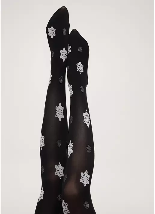 Колготки в снежинки с люрексом SNOWFLAKE TIGHTS black (черный)