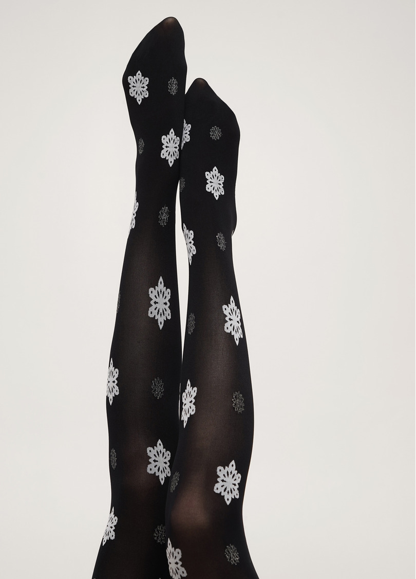 Колготки в сніжинки з люрексом SNOWFLAKE TIGHTS black (чорний)