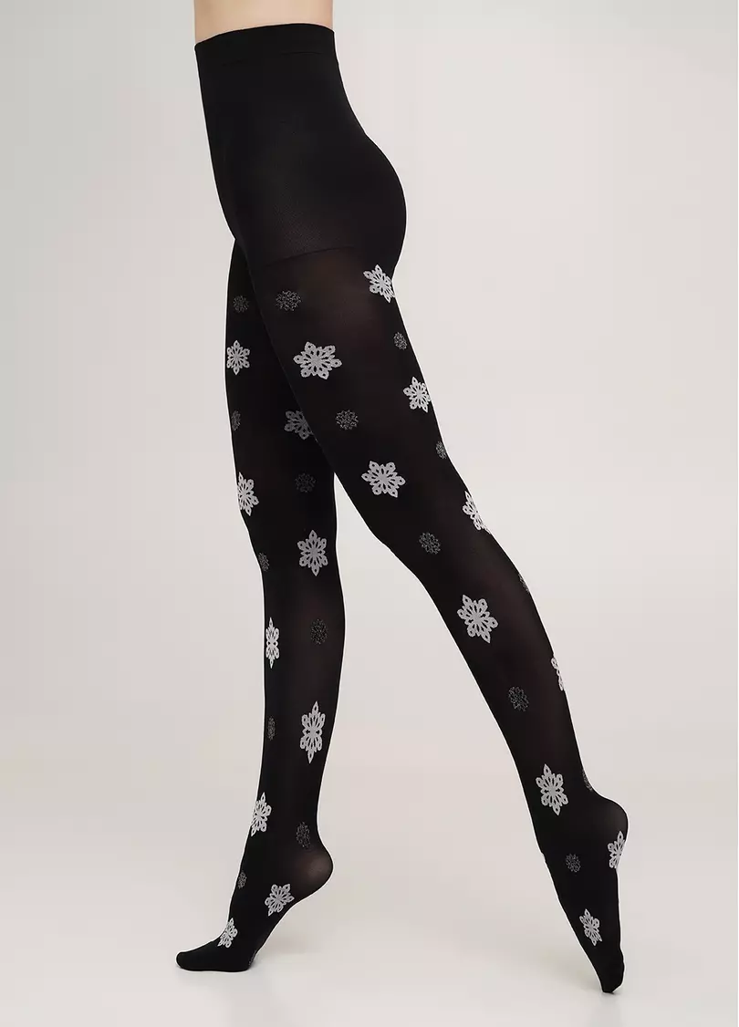 Колготки в снежинки с люрексом SNOWFLAKE TIGHTS black (черный)