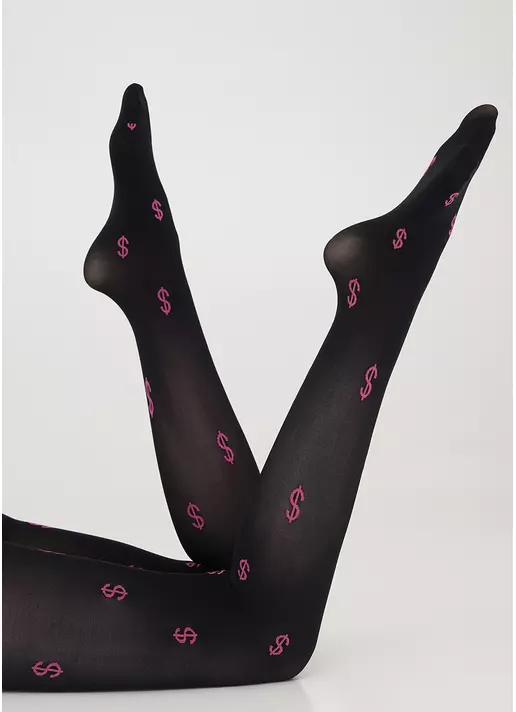 Колготки з контрастним візерунком SPLASH 70 (1) nero/pink (чорний/рожевий)