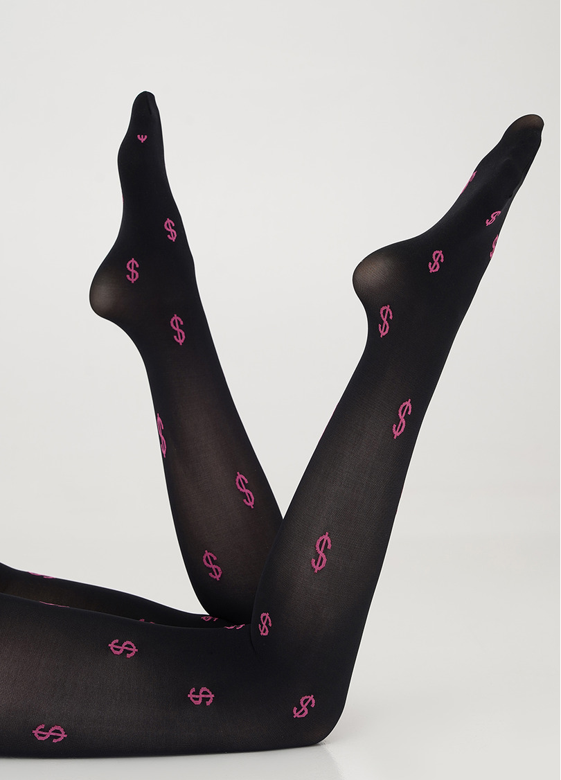 Колготки с контрастным узором SPLASH 70 (1) nero/pink (черный/розовый)