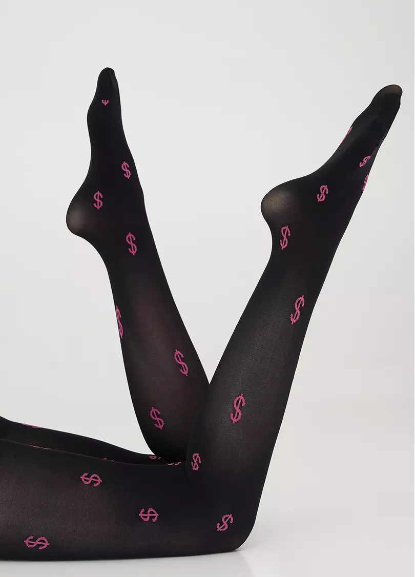 Колготки з контрастним візерунком SPLASH 70 (1) nero/pink (чорний/рожевий)