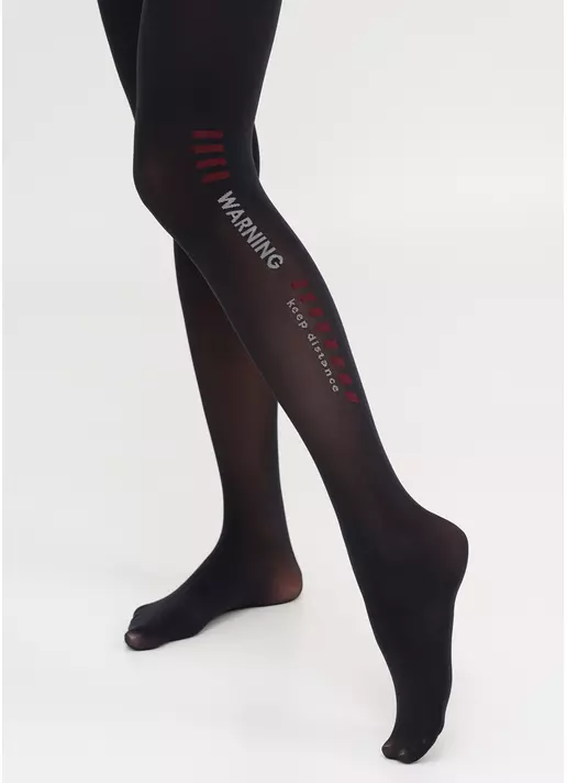 Колготки с надписью WARNING keep distance SPLASH 70 (4) nero (черный)