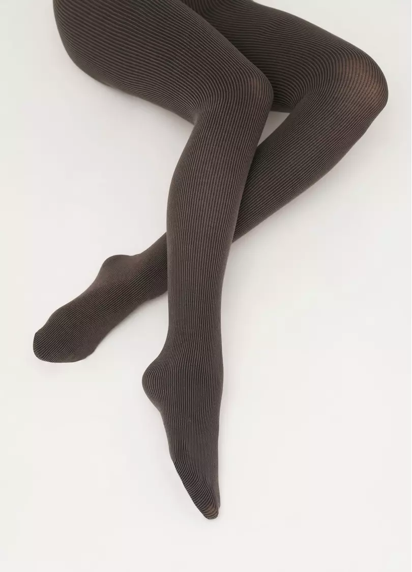 Бавовняні колготки в вертикальну смужку SPLIT (1) haze (коричневий)
