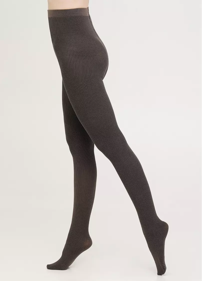 Бавовняні колготки в вертикальну смужку SPLIT (1) haze (коричневий)
