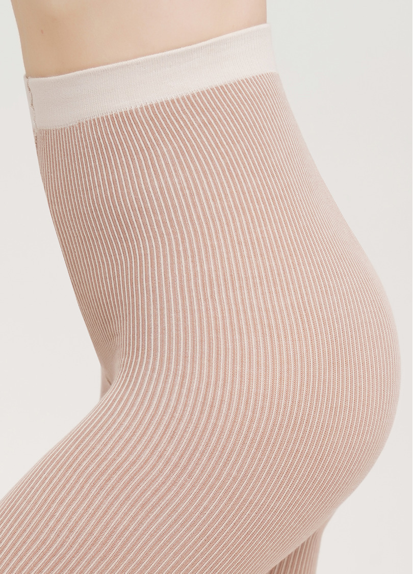Бавовняні колготки в вертикальну смужку SPLIT (1) moonlight (бежевий)