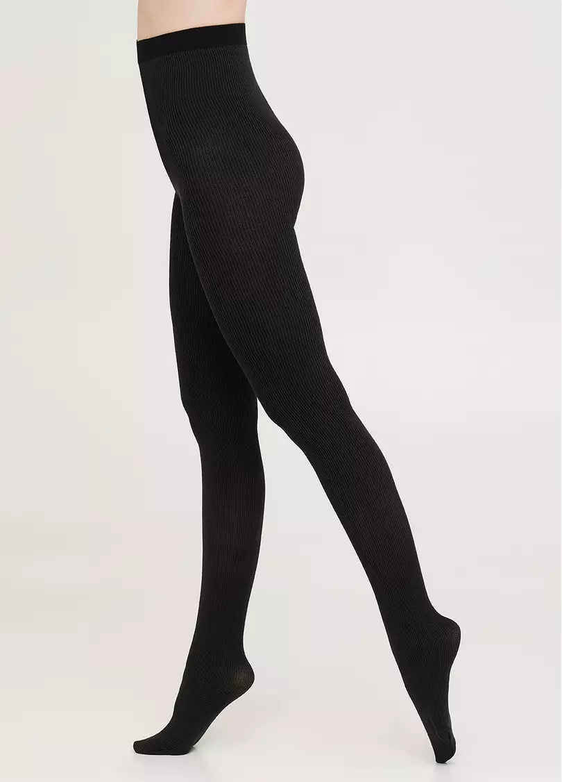 Бавовняні колготки в вертикальну смужку SPLIT (1) pirate black (чорний)