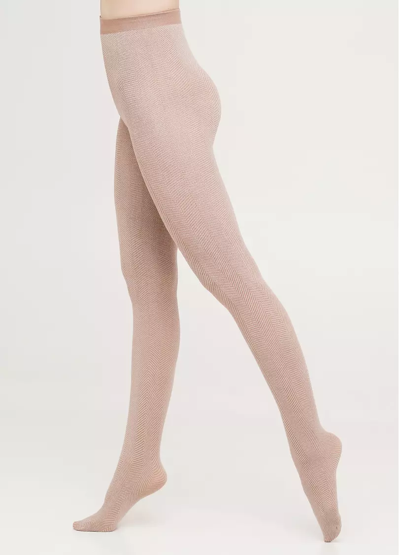 Хлопковые колготки с геометрическим узором SPLIT (2) moonlight (бежевый)
