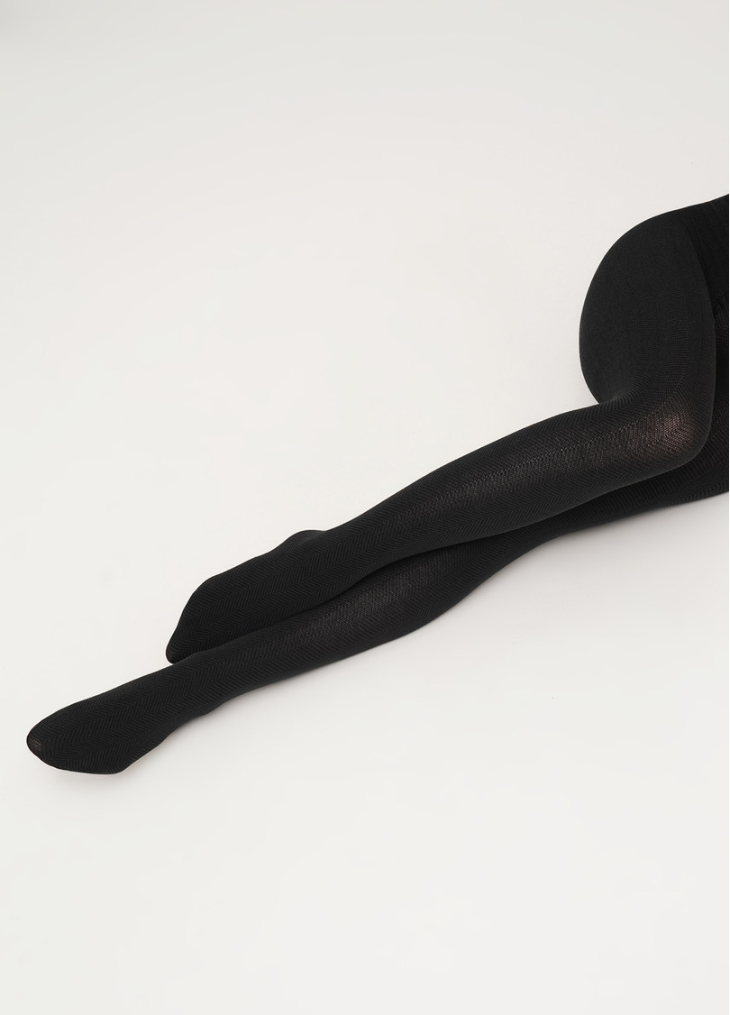 Хлопковые колготки с геометрическим узором SPLIT (2) pirate black (черный)