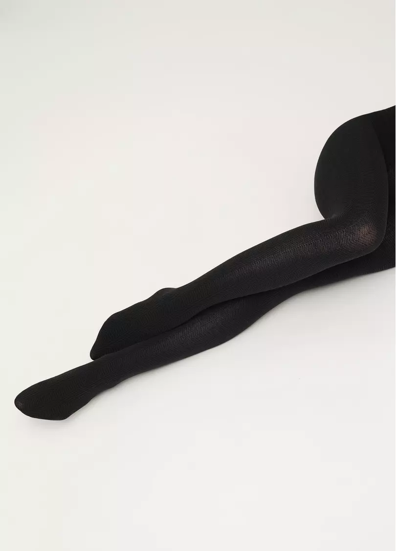 Хлопковые колготки с геометрическим узором SPLIT (2) pirate black (черный)