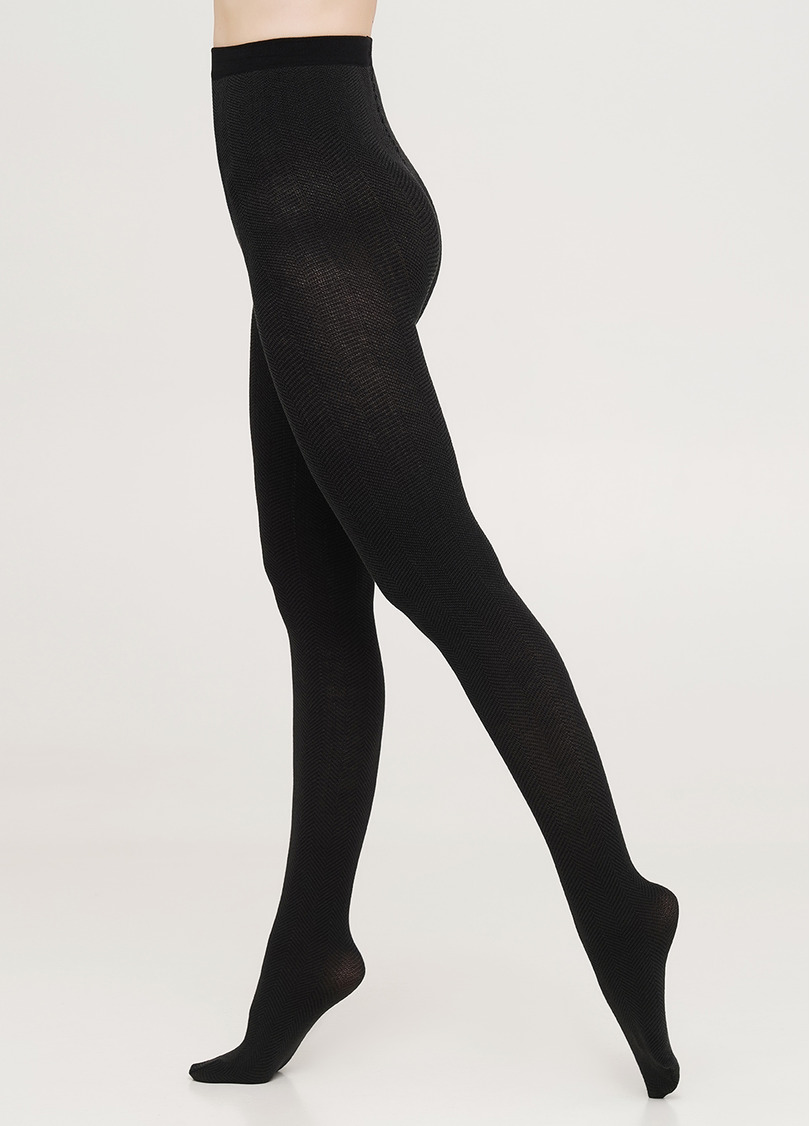 Хлопковые колготки с геометрическим узором SPLIT (2) pirate black (черный)