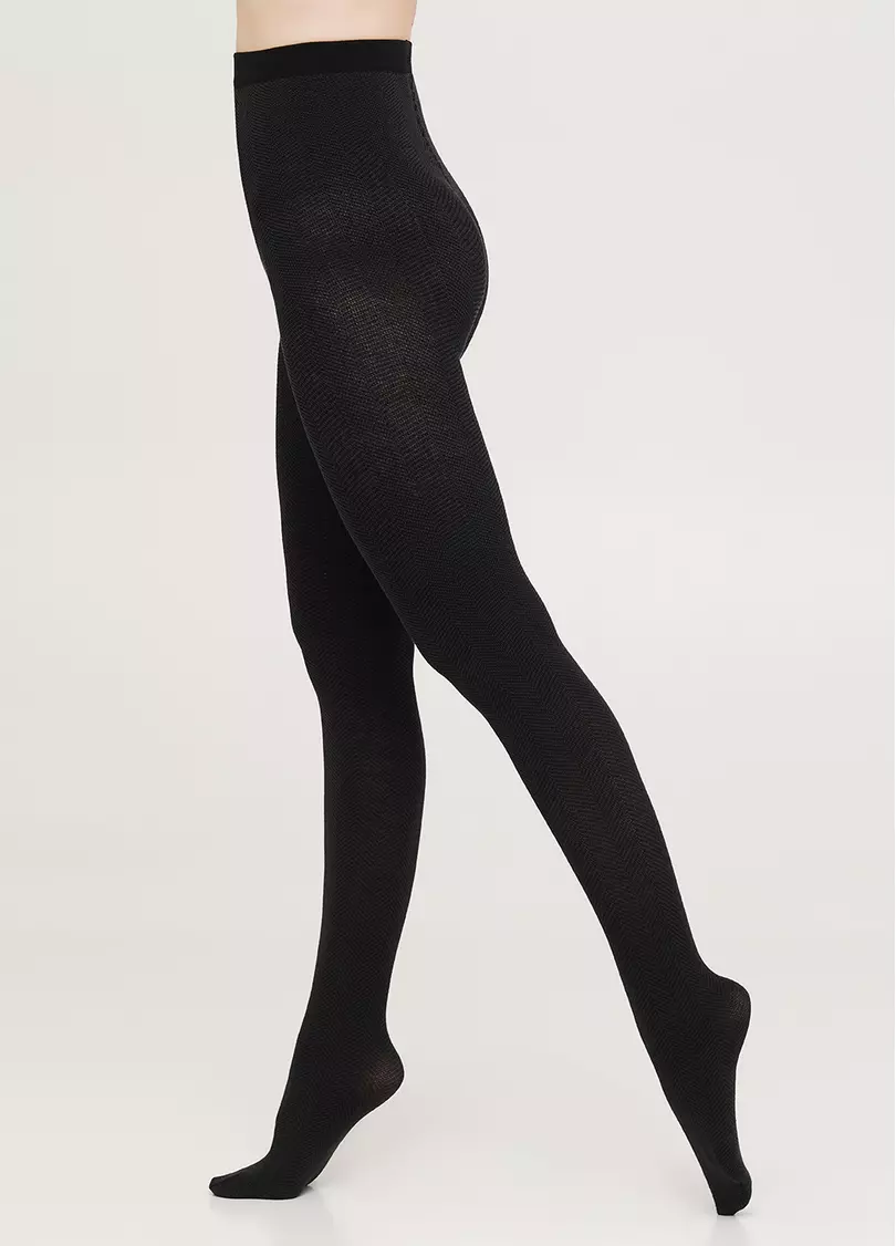 Хлопковые колготки с геометрическим узором SPLIT (2) pirate black (черный)