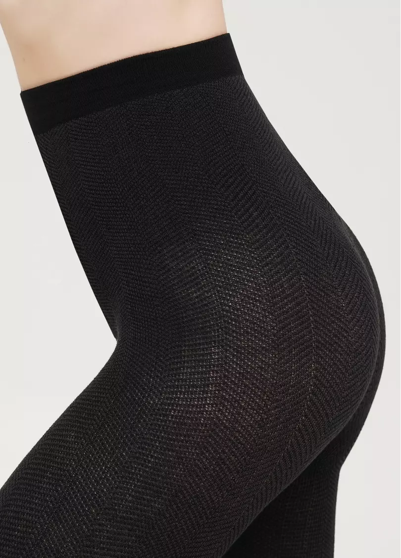 Хлопковые колготки с геометрическим узором SPLIT (2) pirate black (черный)