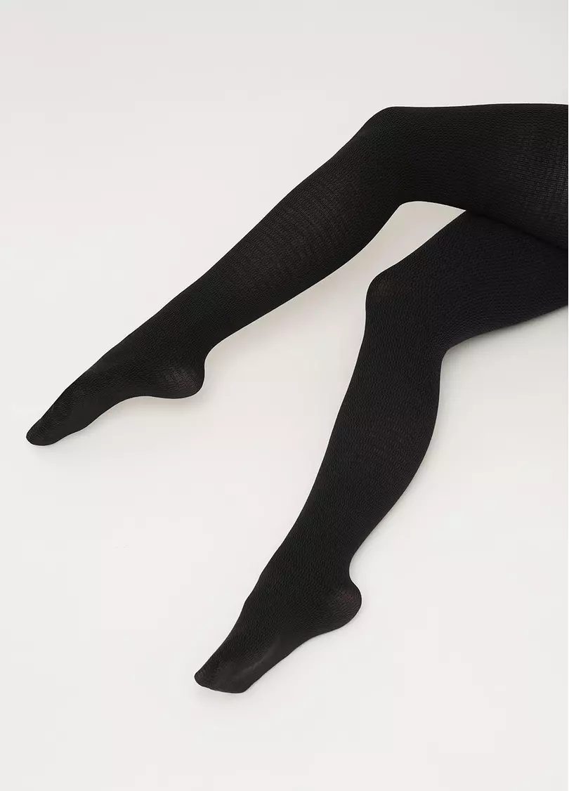 Хлопковые колготки с геометрическим узором SPLIT (4) pirate black (черный)