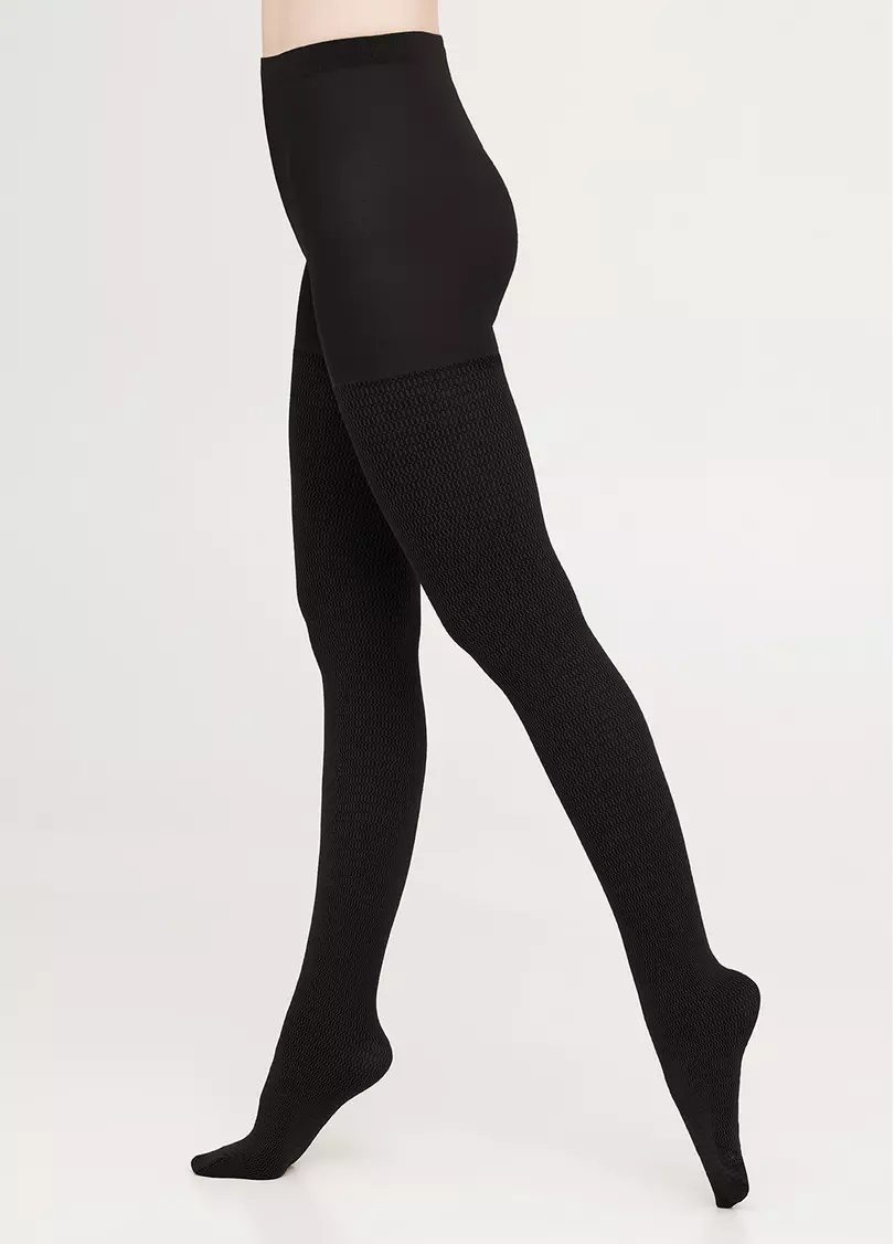 Хлопковые колготки с геометрическим узором SPLIT (4) pirate black (черный)