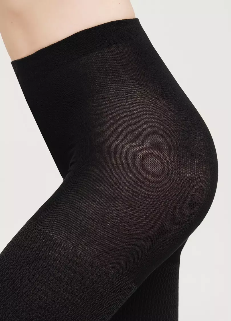 Хлопковые колготки с геометрическим узором SPLIT (4) pirate black (черный)