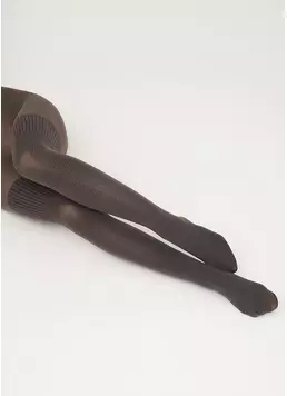 Бавовняні колготки з імітацією панчіх з візерунком SPLIT (5) haze (коричневий)