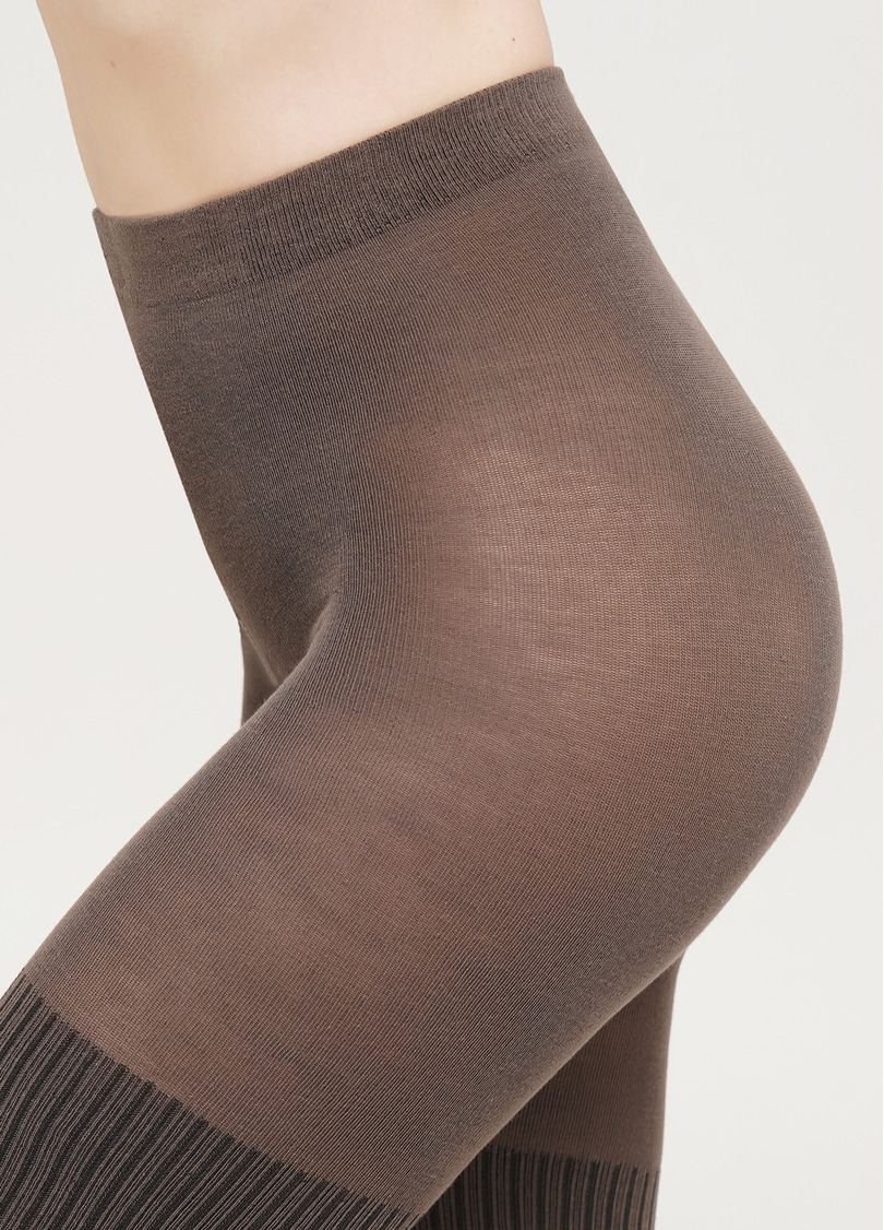 Бавовняні колготки з імітацією панчіх з візерунком SPLIT (5) haze (коричневий)