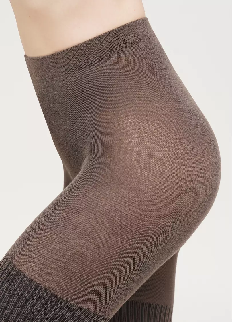 Бавовняні колготки з імітацією панчіх з візерунком SPLIT (5) haze (коричневий)