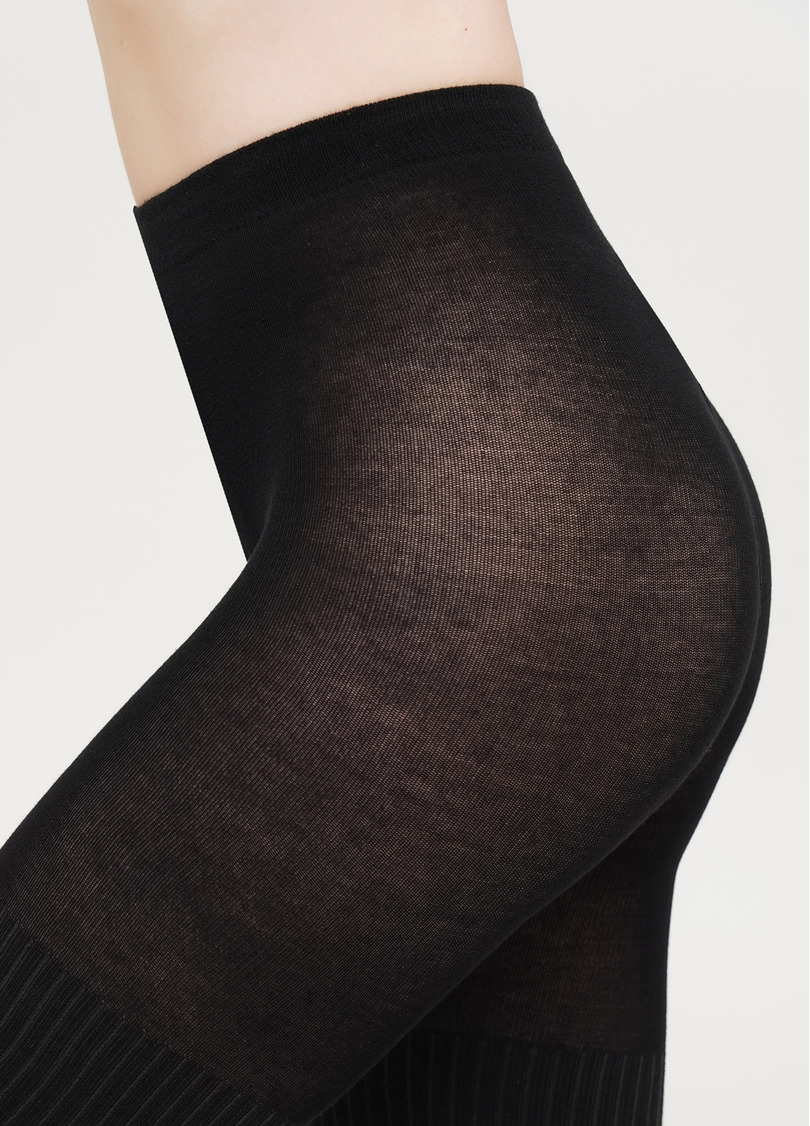 Бавовняні колготки з імітацією панчіх з візерунком SPLIT (5) pirate black (чорний)