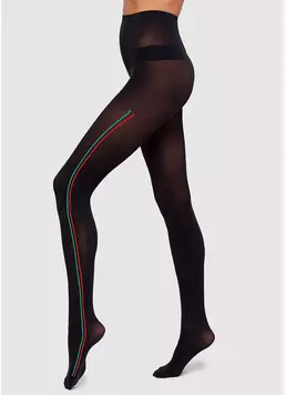 Колготы с лампасами Stripe 70 den model 2 (nero/green/red)