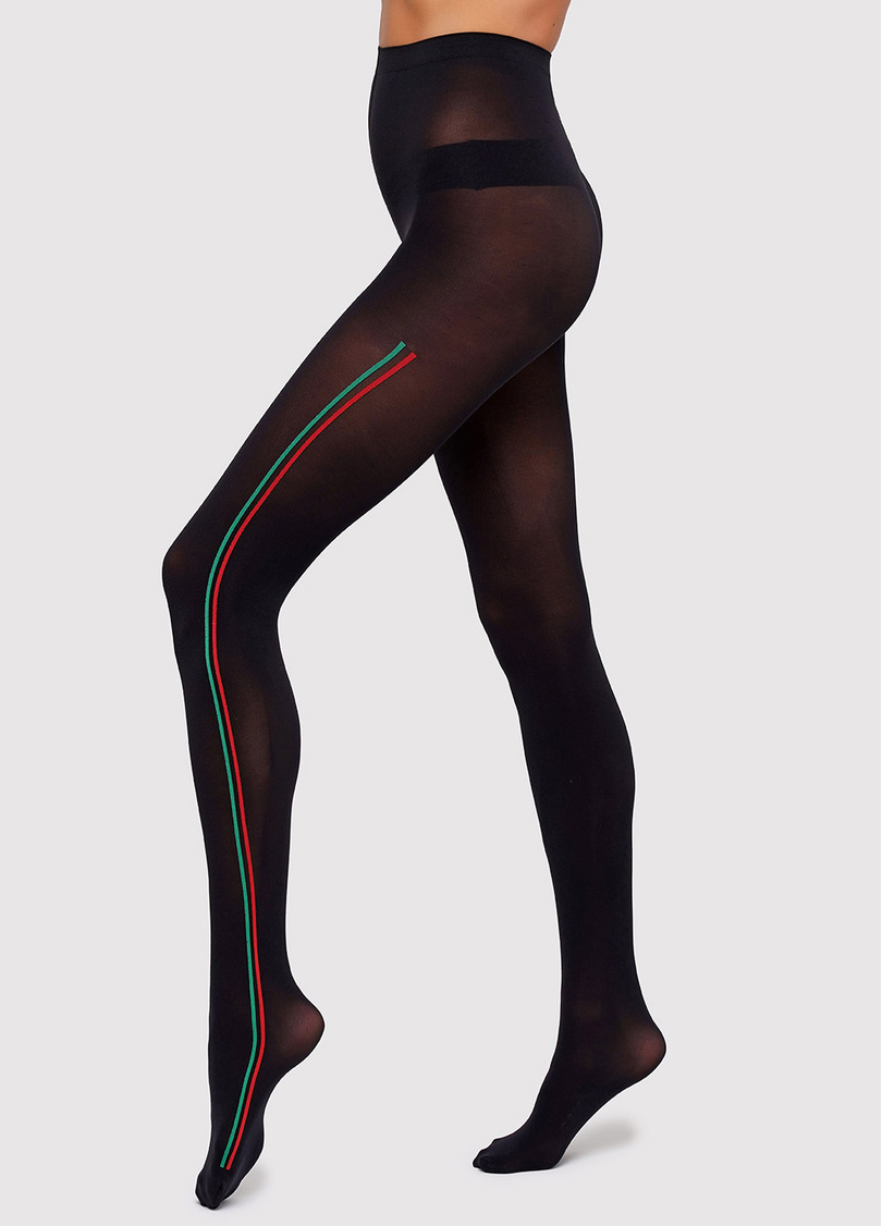 Колготи з лампасами Stripe 70 den model 2 (nero/green/red)