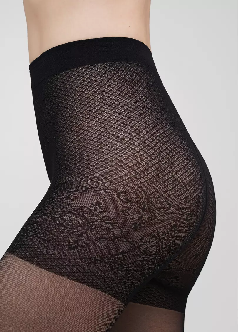 Колготки с эффектным швом в горох и ажурными шортиками VIRGINIA 20 (1) nero (черный)