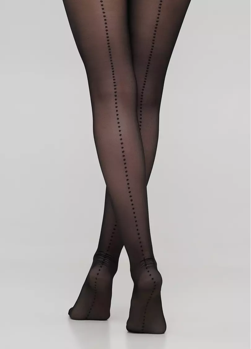 Колготки с эффектным швом в горох и ажурными шортиками VIRGINIA 20 (1) nero (черный)