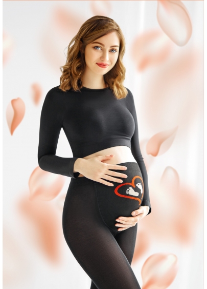 Хлопковые колготки для беременных с рисунком MAMA COTTON FASHION 001 nero (черный)