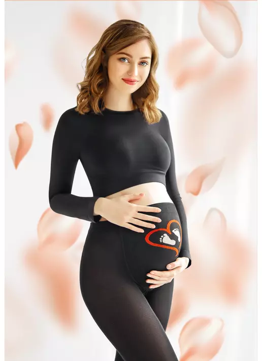 Бавовняні колготки для вагітних з малюнком MAMA COTTON FASHION 001 nero (чорний)