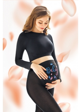 Колготки для вагітних бавовняні з малюнком MAMA COTTON FASHION 002 nero (чорний)