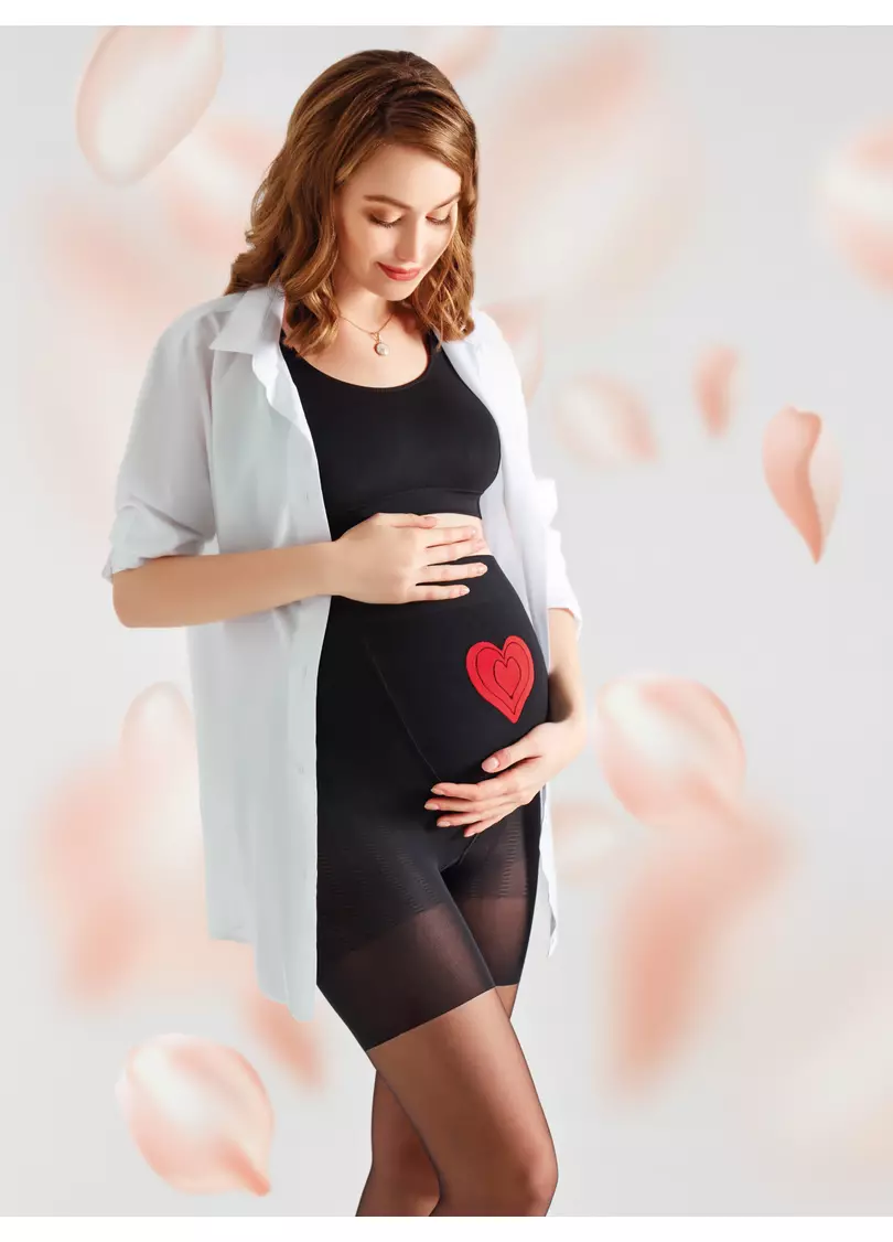 Колготки для вагітних з малюнком на животі MAMA LOVE 40 (2) daino (бежевий)