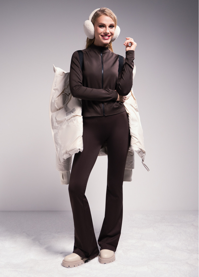 Лонгслів на блискавці JACKET hot chocolate (коричневий)