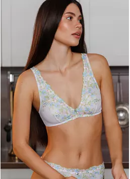 Мереживний бюстгальтер бралет Olympia 1301/47 white/blue (білий) Мереживний бюстгальтер бралет Olympia 1301/47 white/blue (білий)