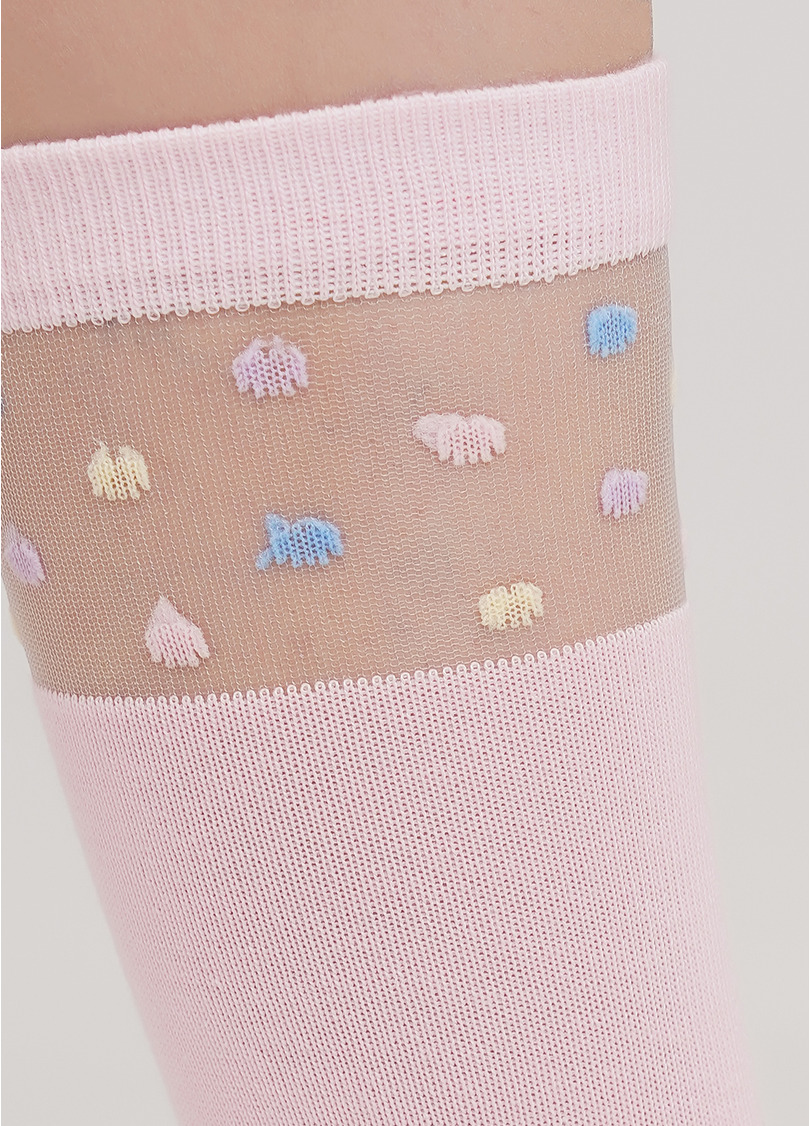 Хлопковые детские гольфы с горошком на прозрачной вставке KG1 CRISTAL 005 pearl (розовый)