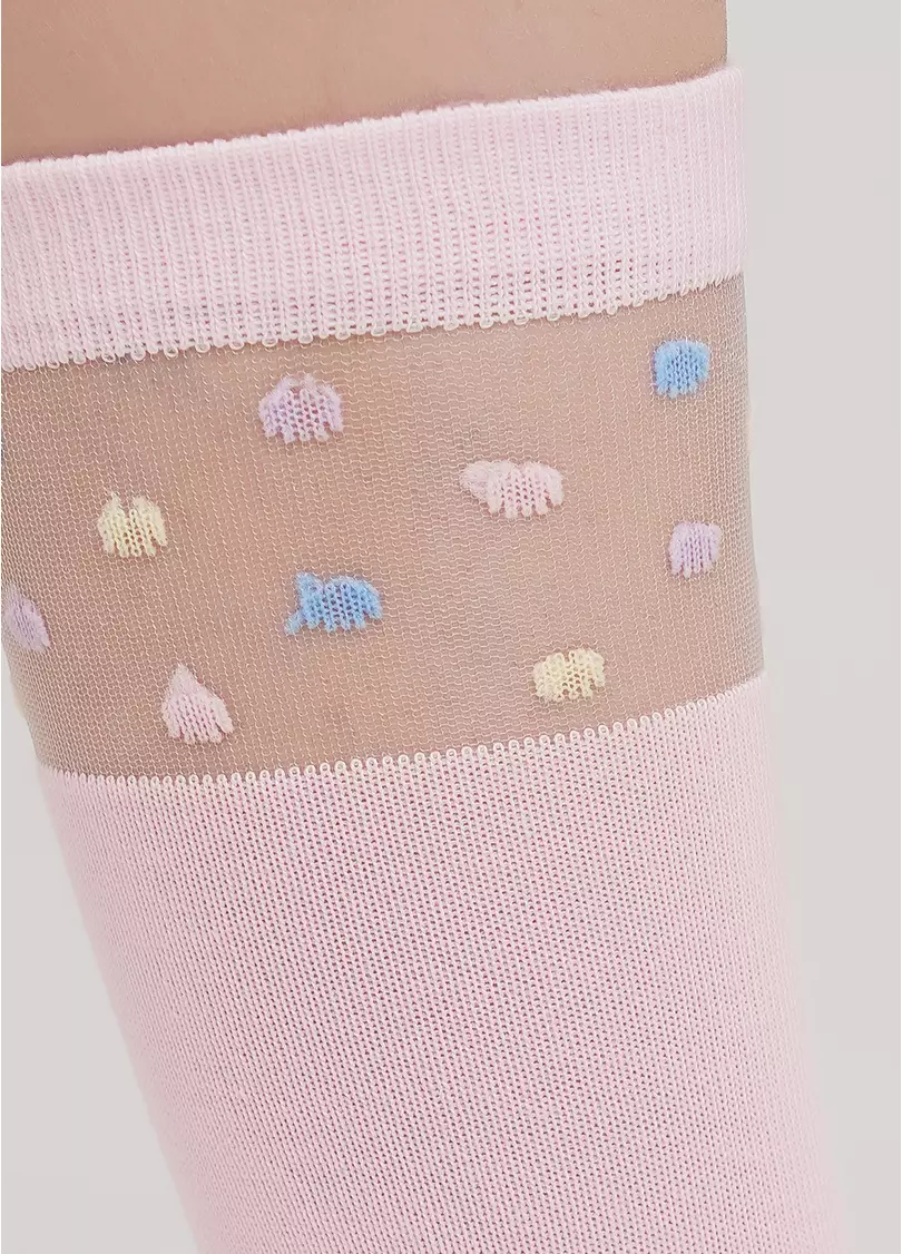 Хлопковые детские гольфы с горошком на прозрачной вставке KG1 CRISTAL 005 pearl (розовый)