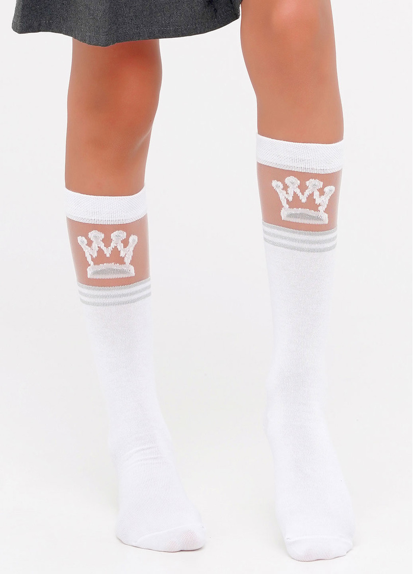 Гольфы для девочек KG1 CRISTAL LUREX 001 white (белый)